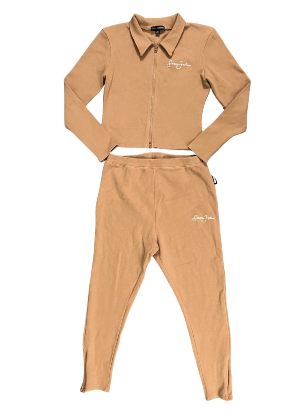 Sean John Missguided Tracksuit Set Womens Large Cropped Zip Y2K 90s Athleisure